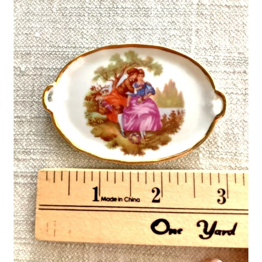 Limoges France Miniature Vintage Porcelain Tea Set Doll House Tray 3